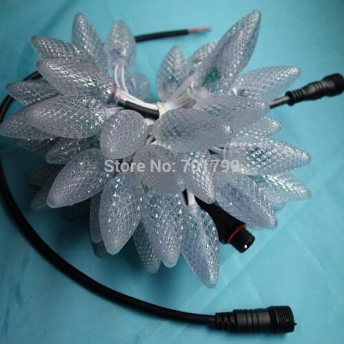 100pcs DC12V input IP68 12mm WS2811 C9 LED pixel light,all WHITE wire,input end with 2m long 4core male conector