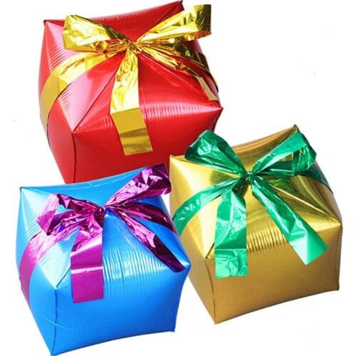 Merry Christmas Gifts Box Foil Balloons Christmas EVE Party Decorations Helium Balloon Birthday Party Suppliers 1pcs