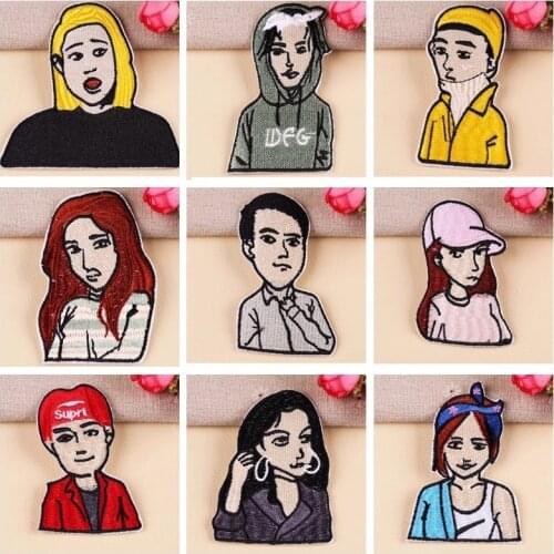 High-quality Cartoon characters Patch Morale Iron On Creative Heads of foreign characters Patches Badge Punk Embroidery Patches