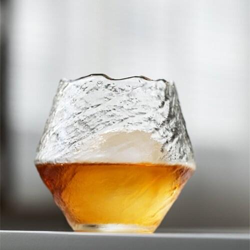 Japan EDO Blowing Snow Artwork Whiskey Neat Glass Wood Gift Box Niche Liquor XO Whisky Crystal Wine Glass Cognac Brandy Snifter