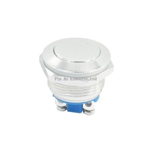 19mm Flush Mounted Momentary SPST Round Flat Metal Push Button Switch P