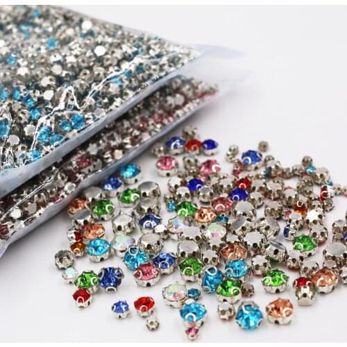 Factory wholesale 3D sewing setting glass crystal rhinestones with sliver claw DIY Clothes & Accessories parts