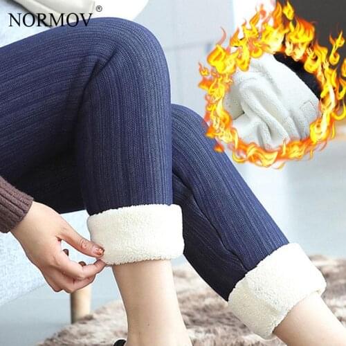 NORMOV Women Plus Velvet Pants Winter Super Thick High Waist Slim Trousers Cold Windproof External Wear Keep Warm Pants Women