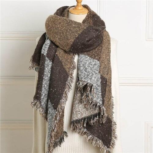 Women Winter Scarf Geometric Plaid Cashmere Shawl Pashmina Cape For Ladies Neck Warm Long Scarfs Wool Poncho Bandanas New 2020