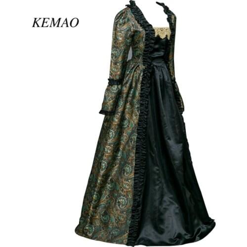 Gothic Period Medieval Dress Gown Steampunk Reenactment Women Clothing