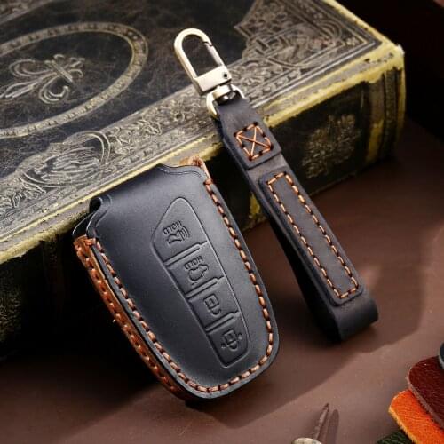 1Pcs Genuine Leather Car Key Case Cover For Hyundai Santa Fe Grand ix45 Centennial Genesis 4button key