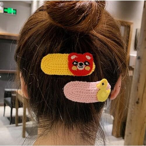 120pcs/lot DIY Multi Simple Handmade Knitting Wool Hair BB Clips Baby Cartoon Hairpin Hair Styling Tools Accessories HA1732