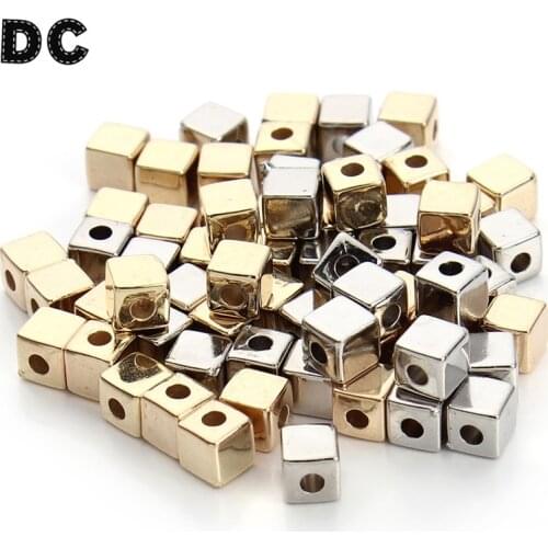 200pcs/lot 3mm/4mm/5mm Rhodium Gold Color CCB Plastic Square Cube Spacer Beads with Big Hole Seeds Beads for Jewelry Making