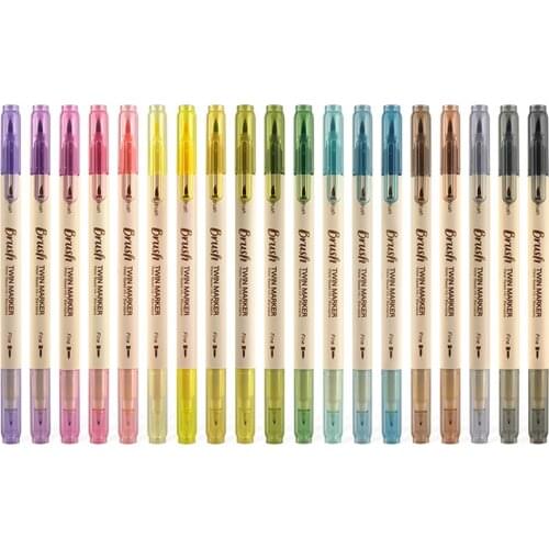 3pcs Watercolor Brush Retro Color Twin Marker Pens Drawing Fine Liner Water Based Ink Blendable Art Painting School Supplies