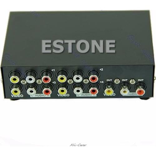 4 Port Input 1 Output Video Audio AV RCA Switch Switcher Selector Box Hot
