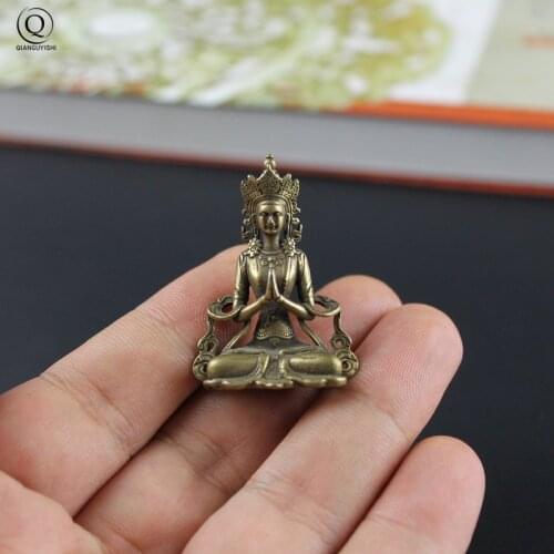 Antique Brass Guanyin Buddha Key Chains Rings Pendants Religious Buddhist Jewelry Bodhisattva Figurines Keychains Hangings