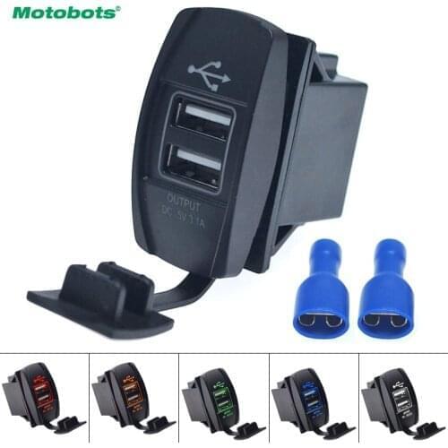 MOTOBOTS Car 12V-24V 3.1A Dual USB Socket Charger Power Adapter Truck ATV Boat USB Cigarette Lighter Adapter Outlet 2 Ports
