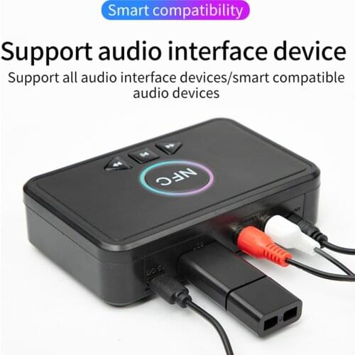 Bluetooth 5.0 Receiver Adapter NFC 3.5mm RCA Audio AUX Output Wireless Bluetooth Dongle Stereo Receptor for Amplifier Speaker