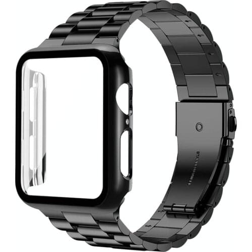 Case and Band Sets for Apple Watch SE 6 40mm 44mm Strap Metal Wristband with PC Cover for iWatch Series 6 5 4 3 2 1 Bracelet