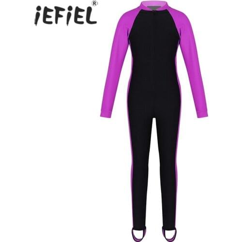 Kids Boys Girls One-piece Long Sleeves Zipper Swimsuit Unisex Up Rash Guard Sunsuit Swimwear Bathing Suit Quick Drying Wetsuit