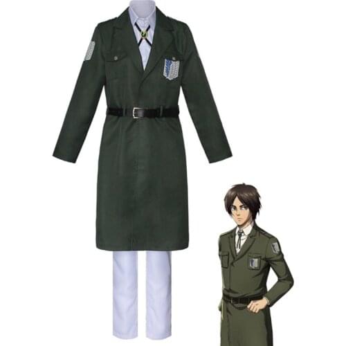 Anime Attack on Titan Cosplay Costume Green Cloak Investigation Corps Full Set of Cos Allen Uniforms Army Green Long Coat