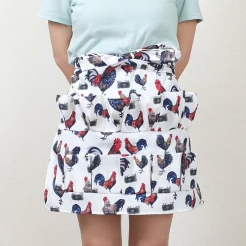 Fashion Printing Lady Women Apron With Multi Egg Collect Pocket Eggs Collecting Gathering Apron For Farmhouse Workwear