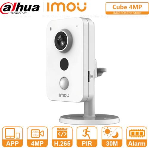 Dahua Cube 4MP QHD Wi-Fi and Ethernet Connection IP Camera External Alarm Interface PIR Detection Two-Way Audio Sound Detection