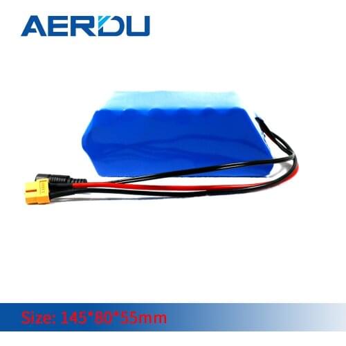 AERDU 36V 10S2P 37V 5.8AH 18650 lithium-ion battery pack With bms for self-suction hoverboard unicycle 2900mah XT60+DC plug