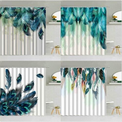 New Art Peacocks Feathers Shower Curtain Creative Color Pattern Polyester Fabric Bathroom Supplies Cloth Curtains Decoration