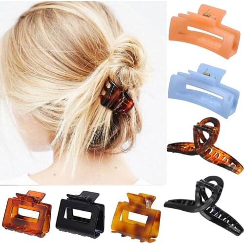 New Classic Solid Hair Claws Solid Hair Crab For Women Girls Rainbow Color Acrylic Hair Clips Barrette Hairpins Hair Accessories