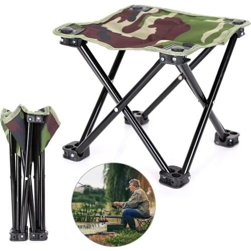New Portable Chair Shrinkable Camping Hiking Chair Camouflage Folding Fishing Lawn Chair Outdoor Rest Leisure Chair Fishing Tool