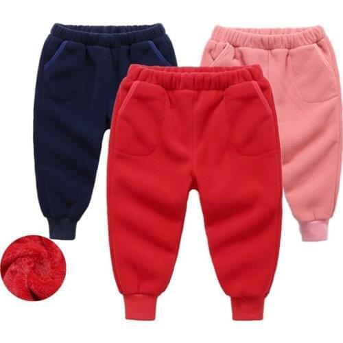 2021 Autumn Girls Boys Pants Children Clothing Baby Girls Casual Polar Fleece Pants Kids Plush Trousers Boys Warm Harem Pants