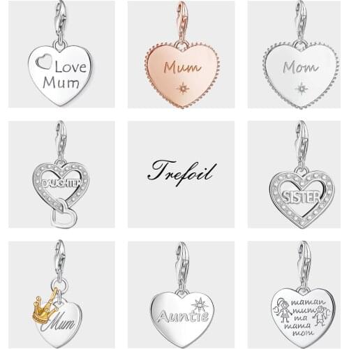 Daughter Hearts Charms ,2019 Fashion Jewelry 925 Sterling Silver Sweet Gift For Women Men Fit Bracelet Necklace 2018 New