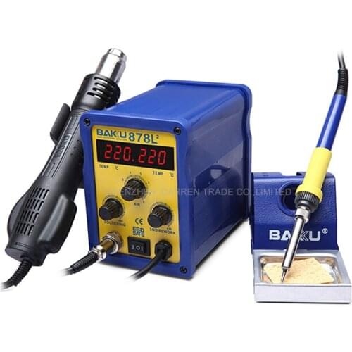 Digital Display SMD Brushless Hot Air Rework Station 2in1 Soldering Iron Heat Gun Phone Repairing Solder Station BAKU BK-878L2