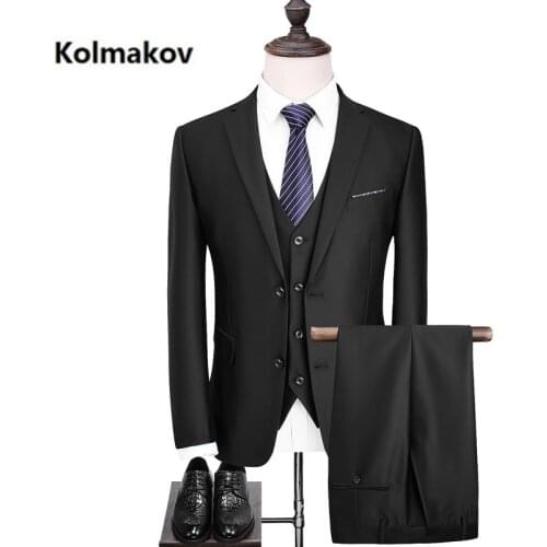 Jacket+Vest+Pants) Mens Suit 2020 Black Formal Wedding Groom Suits Classic Prom Suit men Slim Fit Costume Business Suits Man