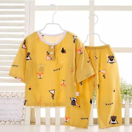Toddler Boy Pajamas Summer Pyjamas Girl Baby Cotton Silk Sleepwear For Kids Child Clothing Negligee Thin Homewear