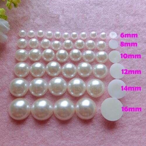 500pcs 6-18mm Ivory color half round flatback ABS imitation pearls For DIY Decoration