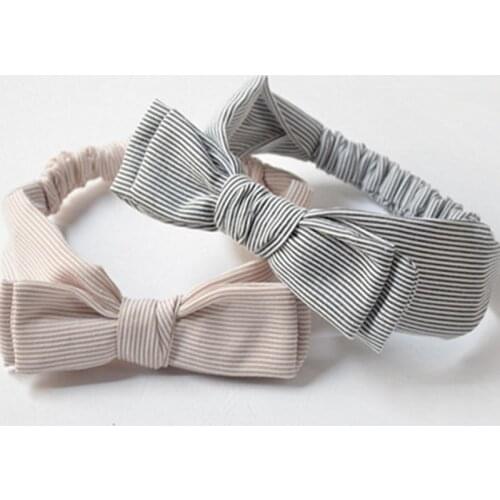 Fashion Baby Girls Bow Top Knot Headband Children Turban Headwrap Gingham Baby Elastic Cotton Bow Head