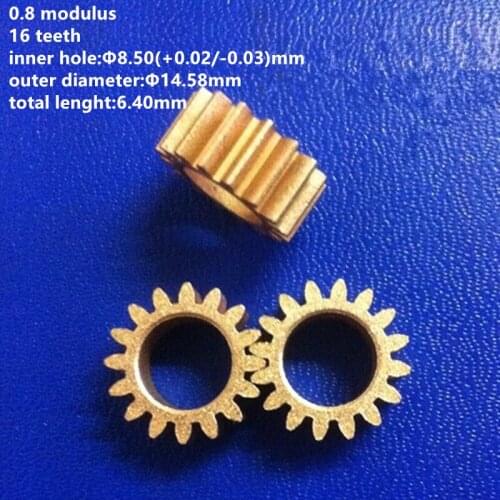 5pcs/lot Precision Cylindrical Copper Gear 0.8 Modulus 16 Teeth Inner Bore 8.5mm for DIY Small Modulus Gear