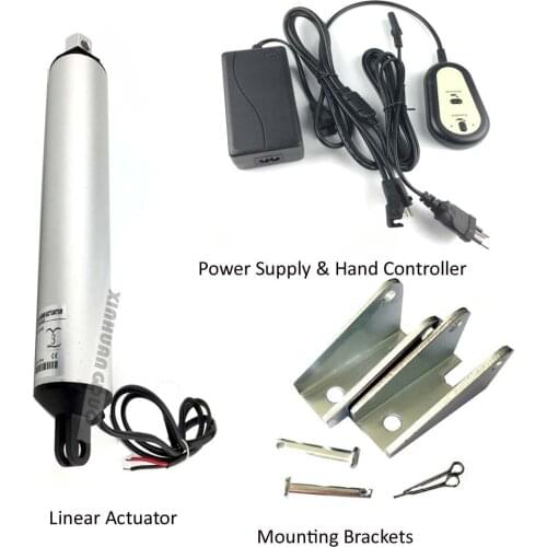 12V DC Speed 45mm-230mm/s Linear Actuator + Power Supply Controller + Brackets 25mm-1000mm Stroke For Garage Door Window Open