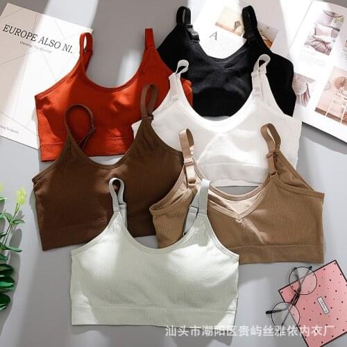 Seamless and fresh beauty back anti-light adjustable shoulder strap without steel ring bra fabric soft bra multi-color optional