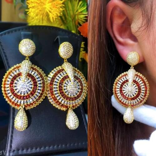 Missvikki Luxury Gorgeous Pendant Drop Earrings Full Mini CZ Bride Wedding Actor Dancer Appointment Party Show Earring Jewelry