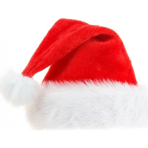 Adults Christmas Cap Red Soft Plush Santa Cap New Year Christmas Party Decorations Festival Party Props Supplies Present new