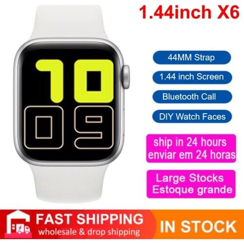 1.44inch X6 Smart Watch 44mm Series 6 Bluetooth Call Heart Rate Smartwatch For IOS Android PK IWO 12 PRO W46 FK88 W26 T500 X8