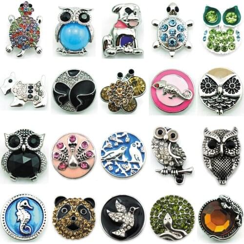 Mix Sale Fashion 18mm Snap Button Animals Style Metal Clasp DIY Interchange Jewelry Accessories 20 pcs/ Lot Free Shippings