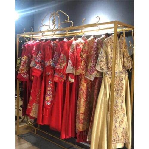 Wrought iron wedding dress stand high-end dress cheongsam display stand hanging wedding dress stand
