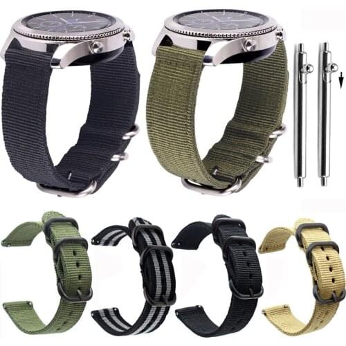 T-AMQ Amry Green Sports Nylon Watch Bands 20mm 22mm Strap For Samsung Gear S3 Frontier S2 Classic General Universal Bands-09