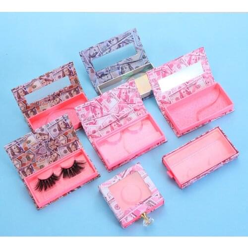USD Eyelash Packaging Box Case with Transparent Tray Lashes Boxes Empty Eyelashes Package Box For 15-30mm Lashes Rectangle Box