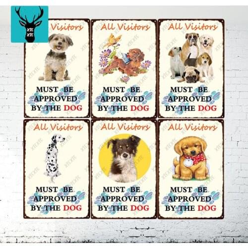 [XIEXIE]Warning Beware Attack Cat Dog On Duty Pet Metal Plate Wall Pub Restaurant Home Art Decor Iron Custom Poster