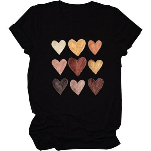 Heart Nine Print Women T Shirt Short Sleeve O Neck Loose Women Tshirt Ladies Tee Shirt Tops Clothes Camisetas Mujer