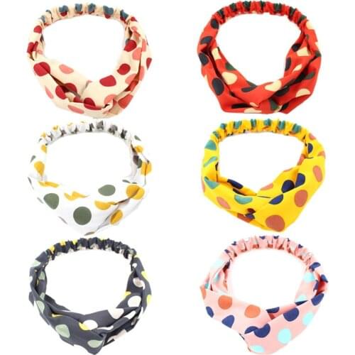 New Women Bohemian Dot Print Headbands Vintage Cross Knot Elastic Hairbands Bandanas Girls Hair Bands Hair Accessories
