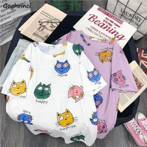T-shirts Women Kawaii Korean Style Short Sleeve Thin Soft Loose Large Size Harajuku Ulzzang Womens T-shirt Streetwear All-match
