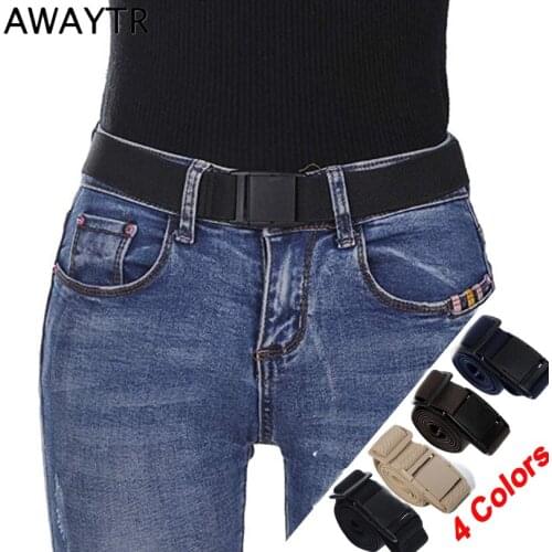AWAYTR Women Invisible Belt Elastic Adjustable Belt for Jeans Mens Automatic Buckle Belt Canvas Elastic Waist Belt Waistband