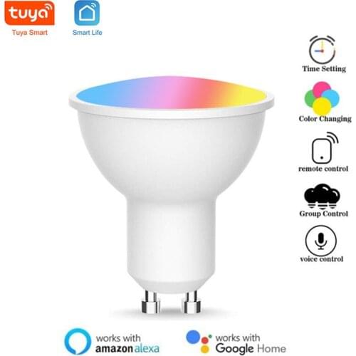 1/3/5/10pcs Tuya GU10 WiFi Smart Light LED Bulbs 5w RGB+CW 2700-6500K Light Lamp Smart Life App Remote Control For Alexa Google