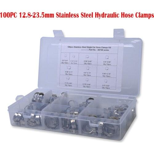 100pcs/set Stainless steel Hose Clamps 12.8-23.5mm Water Pipe,Automotive Hydraulic Hose Clamp